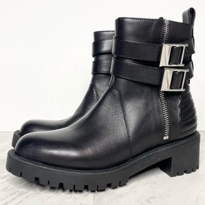 Blondo Mable Black Leather Waterproof Moto Bootie 5.5